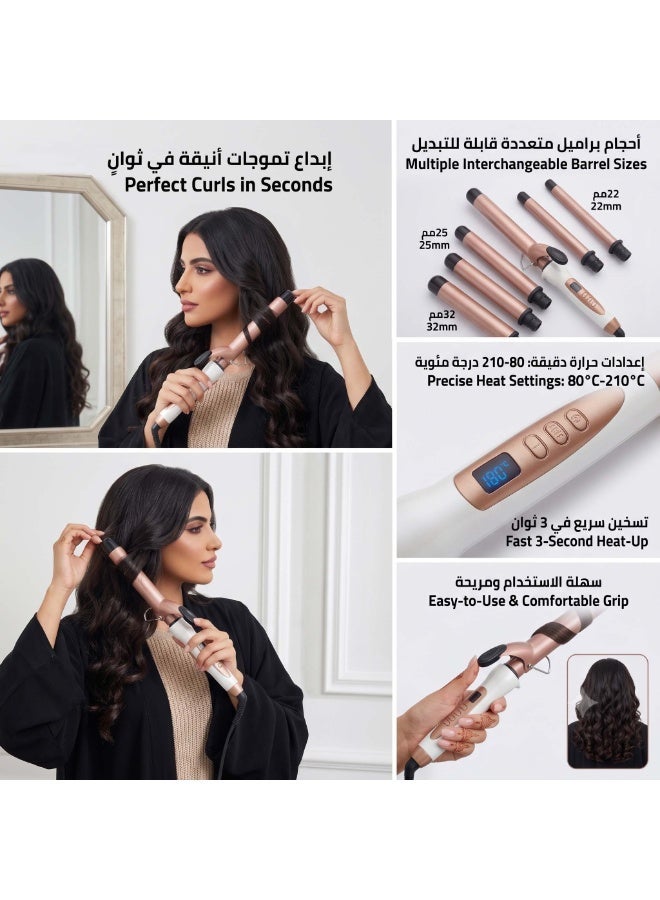 YAZHOU Quartz Ceramic Hair Curler Stick 80℃ to 210℃ Rotating Curling Iron Wand Stainless Steel Stand Ring Protect Table Surface Safe and Convenience For Travel and Home Use - Image 3