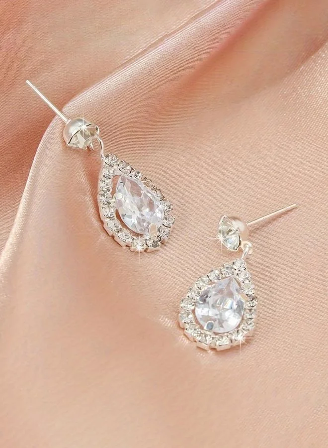 Take Two Silver Teardrop Crystal Earrings
