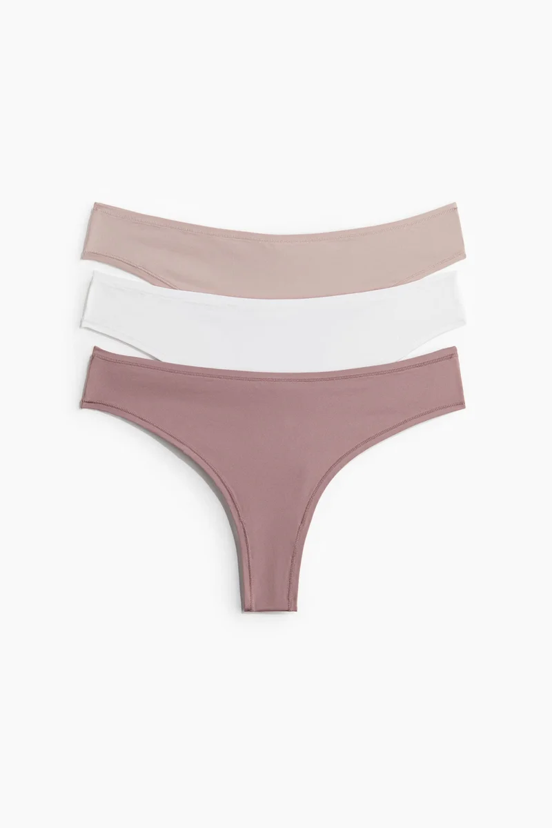 اتش اند ام سروال بقصّة برازيلية من المايكروفايبر- عبوة من 3 قطع