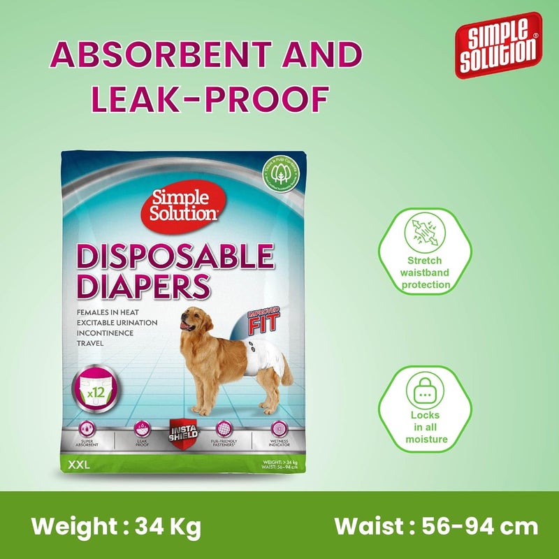 Simple Solution Disposable Dog Diapers for Female Dogs | Super Absorbent Leak-Proof Fit | XL | 12 Count - Image 2