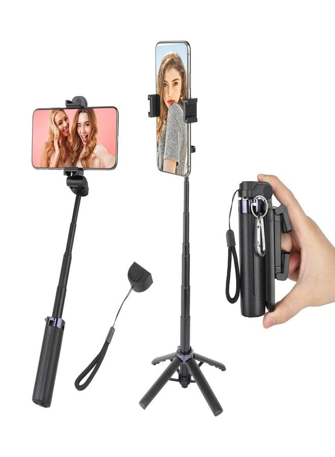 UTEBIT Selfie Stick Tripod, 40 inch Extendable Phone Tripod with Detachable Bluetooth Remote Selfie Stick Stand for Cell Phone Filming Compatible with iPhone Samsung Android Smartphone Gopro, Black - Image 1