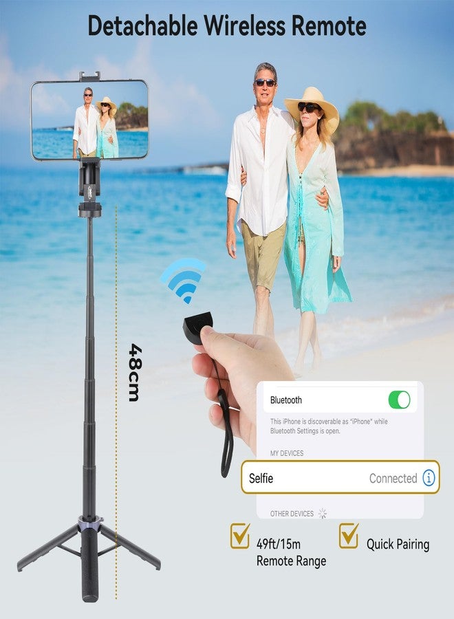 UTEBIT Selfie Stick Tripod, 40 inch Extendable Phone Tripod with Detachable Bluetooth Remote Selfie Stick Stand for Cell Phone Filming Compatible with iPhone Samsung Android Smartphone Gopro, Black - Image 2