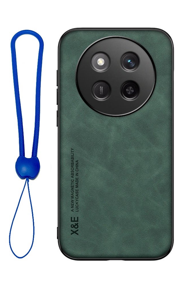 ICARLUS Leather Case for Honor X9c 5G Cover Bumper Built-in Metal Plate Green - Image 1