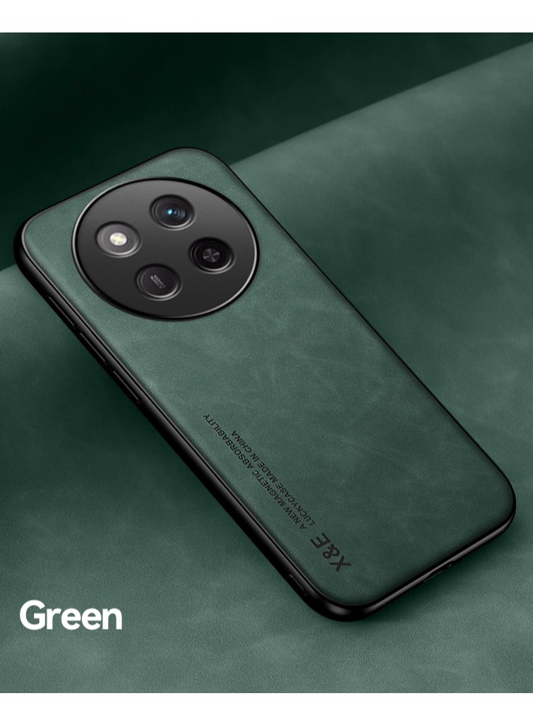 ICARLUS Leather Case for Honor X9c 5G Cover Bumper Built-in Metal Plate Green - Image 2