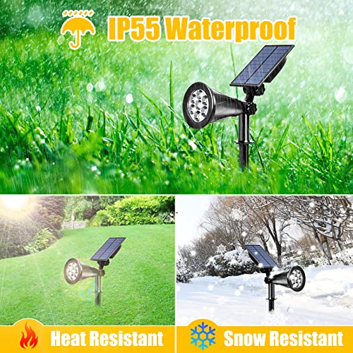 T-SUN Solar Spotlights Outdoor Waterpoof, 7 LED Christmas Solar Lights Outdoor, Auto Turn Off/ON Solar Landscape Spotlights for Tree, Patio, Yard, Garden, Driveway, Pool Area(Warm White- 2 Pack) - Image 5