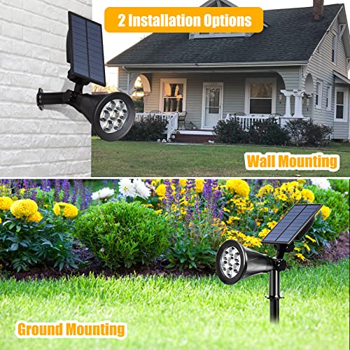 T-SUN Solar Spotlights Outdoor Waterpoof, 7 LED Christmas Solar Lights Outdoor, Auto Turn Off/ON Solar Landscape Spotlights for Tree, Patio, Yard, Garden, Driveway, Pool Area(Warm White- 2 Pack) - Image 4