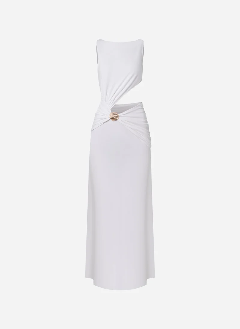 Lichi  Maxi dress with hip draping and shell decorations for Women | Best Price UAE