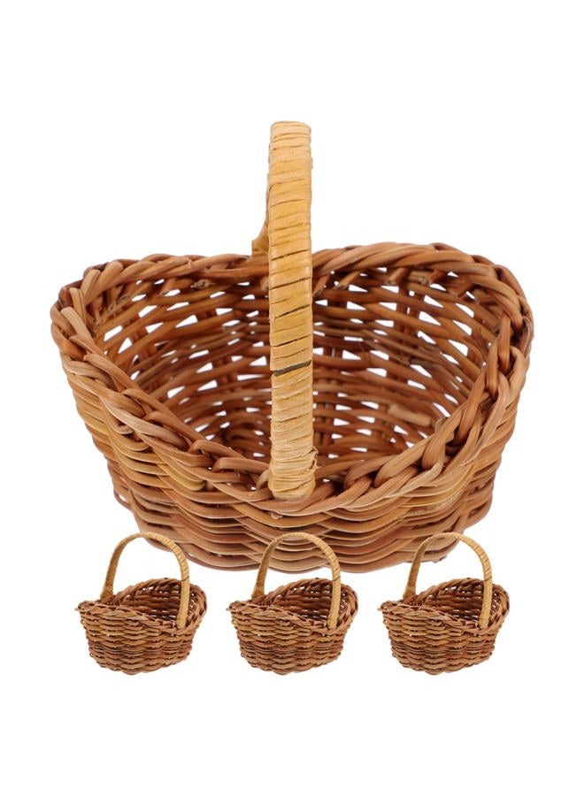 Alipis Dollhouse Basket 4pcs Mini Woven Basket Miniature Flower Basket Dollhouse Basket Willow Basket Tiny Party Favor Box for Crafts Accessories Landscape Photography Props - Image 1