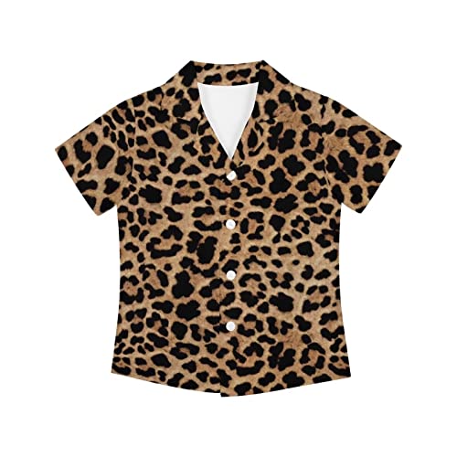 Cumagical Leopard Cheetah Print Boy Scout Shirts for Youth Little & Big Boys Hawaiian Style Shirts Boys Hawaiian Shirts Button Down Short Sleeve - Image 1