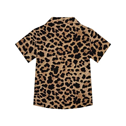 Cumagical Leopard Cheetah Print Boy Scout Shirts for Youth Little & Big Boys Hawaiian Style Shirts Boys Hawaiian Shirts Button Down Short Sleeve - Image 2