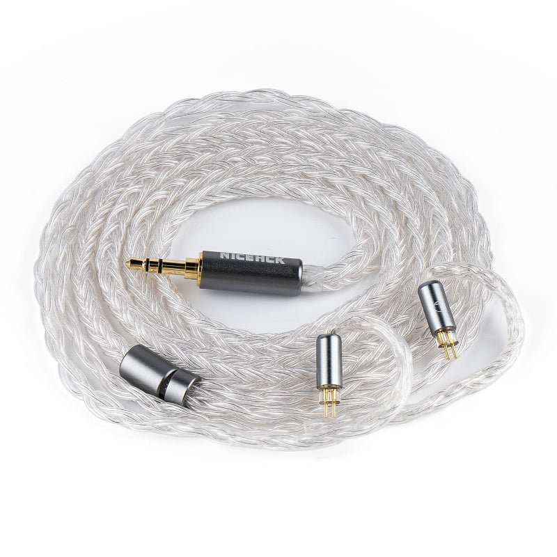 NICEHCK IcyMoon IEM Cable, 16 Core OCC+Silver Plated OFC Upgrade Cable,SPC in Ear Monitor Cable, Earphones Cables with 3.5/4.4mm Plug for ZS10 PRO 2 AS10 PRO ZSN PRO X EM6L (3.5mm with 0.78 2Pin) - Image 1