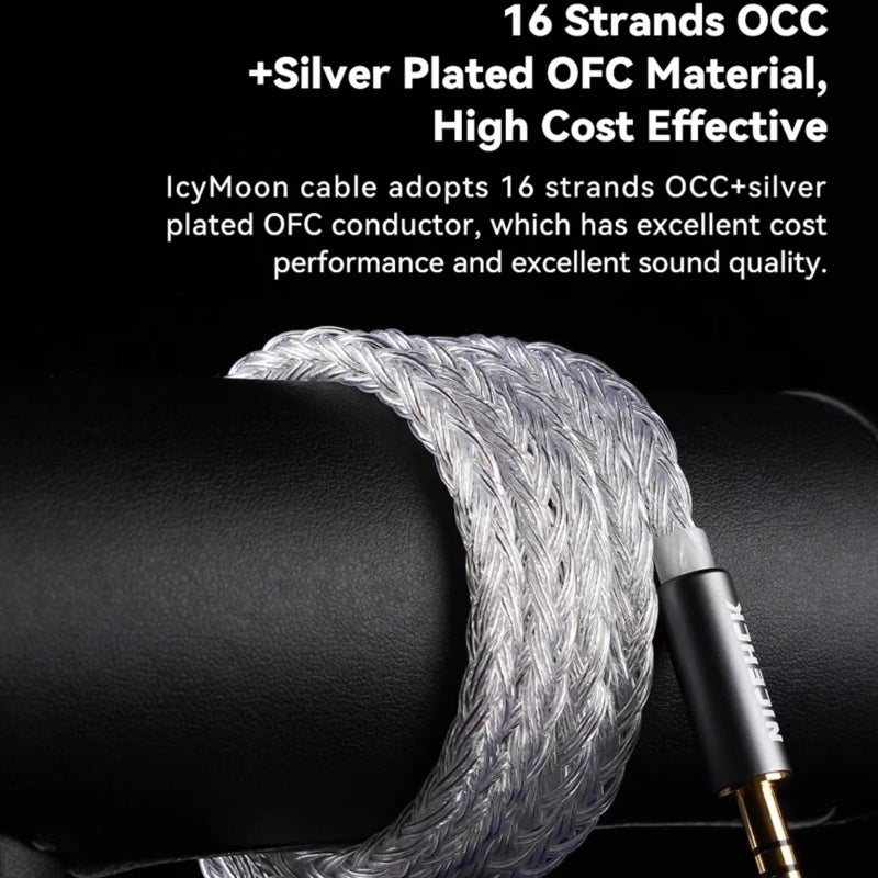 NICEHCK IcyMoon IEM Cable, 16 Core OCC+Silver Plated OFC Upgrade Cable,SPC in Ear Monitor Cable, Earphones Cables with 3.5/4.4mm Plug for ZS10 PRO 2 AS10 PRO ZSN PRO X EM6L (3.5mm with 0.78 2Pin) - Image 4