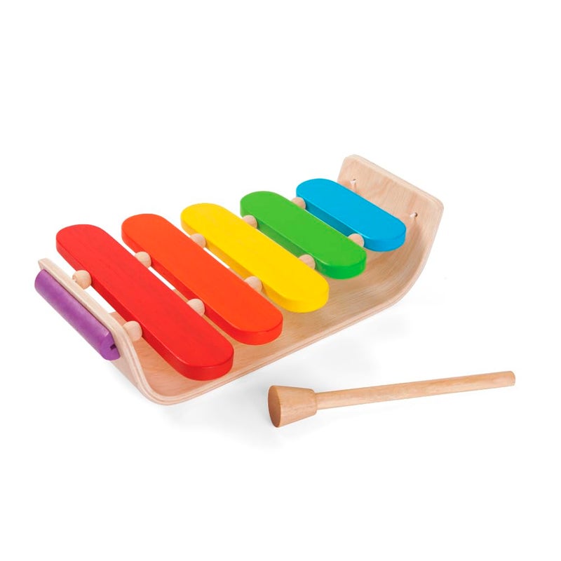 PlanToys® Wooden Oval Xylophone for Toddlers | Eco-Friendly Musical Toy with 5 Colorful Keys | Develops Coordination, Auditory & Motor Skills | Safe & Non-Toxic Toy for Kids Ages 12 Months+ - Image 1