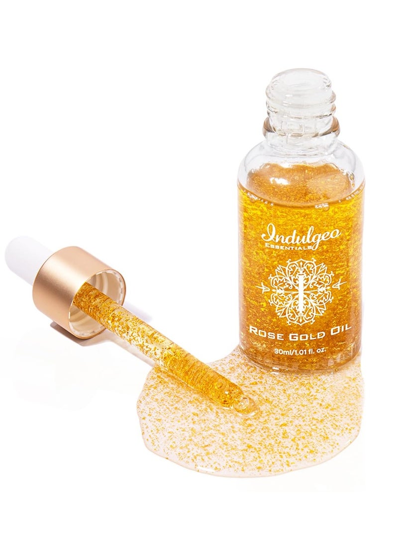 Indulgeo ESSENTIALS Indulgeo Essentials Rose Gold Beauty Oil 24K Gold Infused Makeup Face Primer Lightweight Anti Ageing Instant Glow Serum  - Image 1