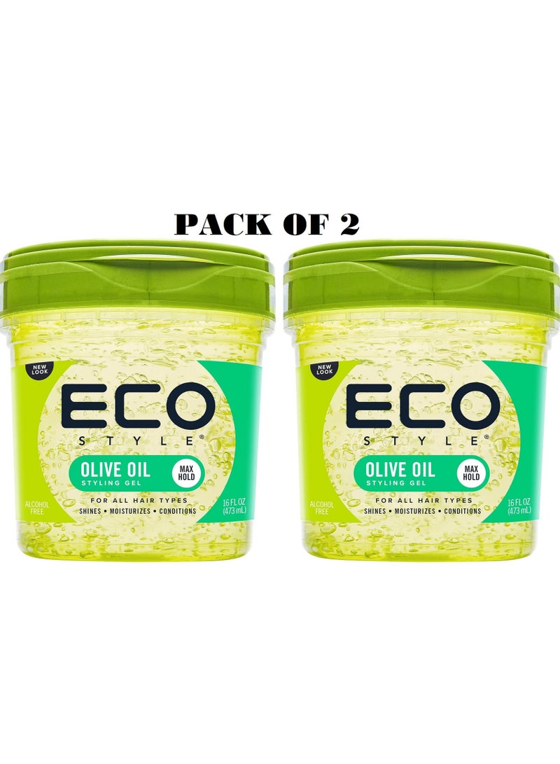 ECO Pack Of 2 Professional Olive Oil Styling Gel 473ml x 2 - Image 1