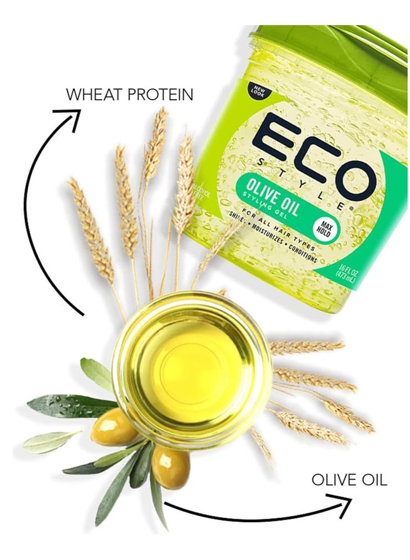 ECO Pack Of 2 Professional Olive Oil Styling Gel 473ml x 2 - Image 5