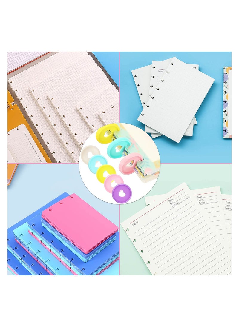 SYOSI 50Pcs Disc Binding Rings Multicolor Heart Plastic Binder Book Keychain Flexible for Scrapbooking Planners Cards Document Stack Calender Organization School Home Use 5 Colors 35mm  - Image 5