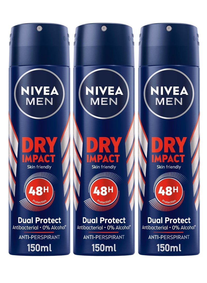 نيفيا 3 عبوات من سبراي مضاد للعرق دراي ايمباكت للرجال من نيفيا 150 مل - Image 2