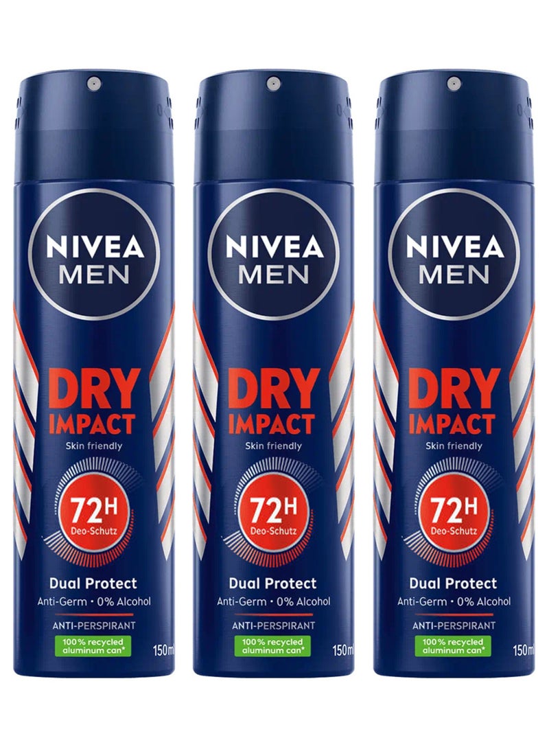 نيفيا 3 عبوات من سبراي مضاد للعرق دراي ايمباكت للرجال من نيفيا 150 مل - Image 1