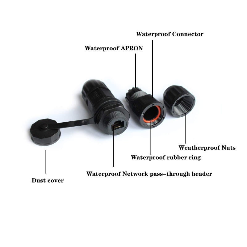 YIOVVOM Waterproof RJ45 Coupler, cat 6 splice outdoor ethernet Connector, Female to Female , Panel Mount, IP68 Ethernet LAN Cable Coupler Adapter Weatherproof Connection for CAT 5, CAT 5E, Cat7 (6-Packï¼‰ - Image 3