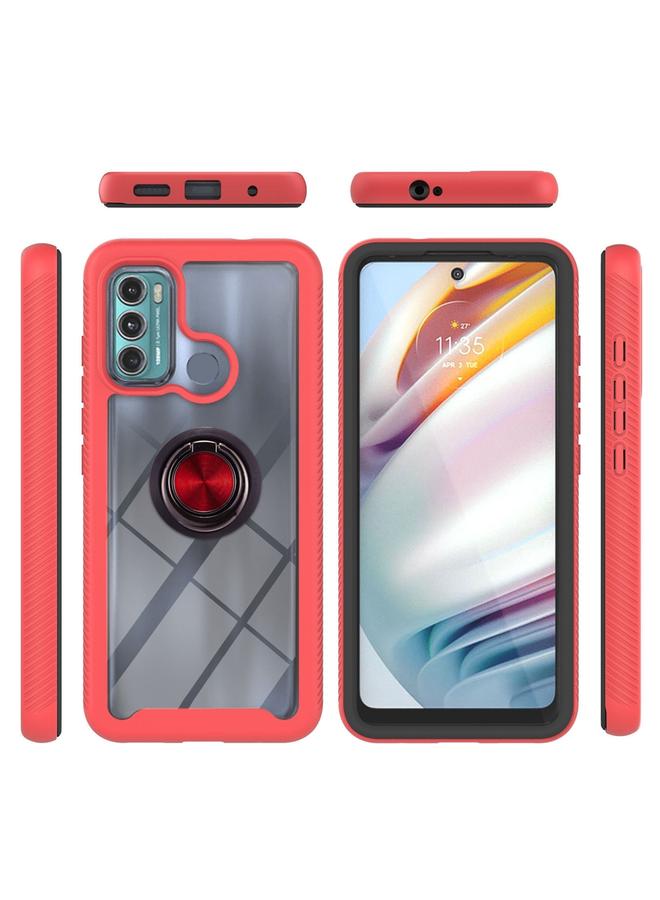 S-TOP Case For Motorola Moto G60 Starry Sky Solid Color Series Shockproof PC + TPU Protective Case with Ring Holder & Magnetic Function - Image 2