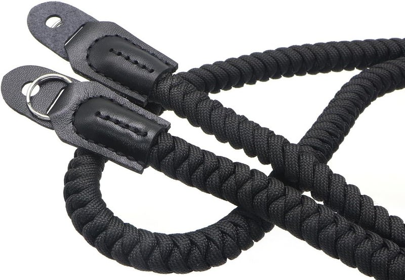 HITHUT Paracord Camera Strap Long Camera Neck Shoulder Strap for SLR DSLR Digital Mirrorless Cameras 47inch/120cm Black - Image 3