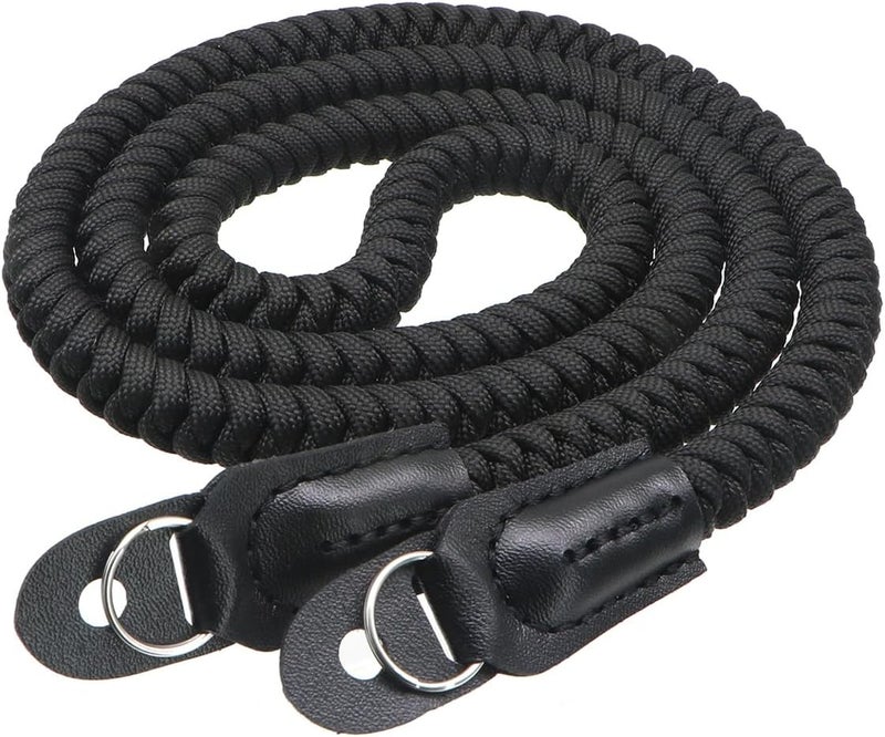 HITHUT Paracord Camera Strap Long Camera Neck Shoulder Strap for SLR DSLR Digital Mirrorless Cameras 47inch/120cm Black - Image 1