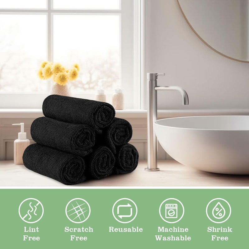 UNIMADE Washcloths - 20 Pack - Face Towels (12" x 12"), Highly Soft Wash Cloths and Hand Towels, Fast Drying Multi-Purpose Microfiber Cleansing Cloths for Bathroom, Hotel, Spa, and Salon - Black - Image 5