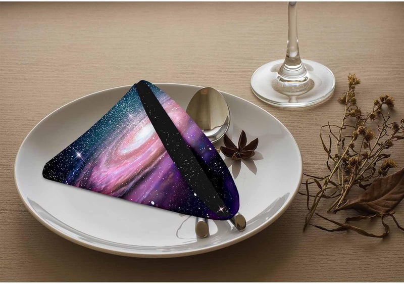 Yibeas Purple Spiral Galaxy Cloth Table Napkins Set of 4 Universe Stars Shine Beautiful Glow Polyester Washable Decoration Dinner Napkins for Kitchen 18 x 18 inch - Image 3