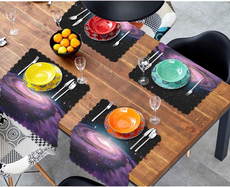 Yibeas Purple Spiral Galaxy Cloth Table Napkins Set of 4 Universe Stars Shine Beautiful Glow Polyester Washable Decoration Dinner Napkins for Kitchen 18 x 18 inch - Image 4