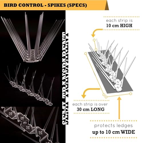 SpikeZone Bird Spikes for Balcony | Anti Pigeon Spikes for Window AC, Split AC & Ledges | Bird Control Spikes Polycarbonate | Anti Bird Spikes for Home & Office | Pack of 10 - Image 2