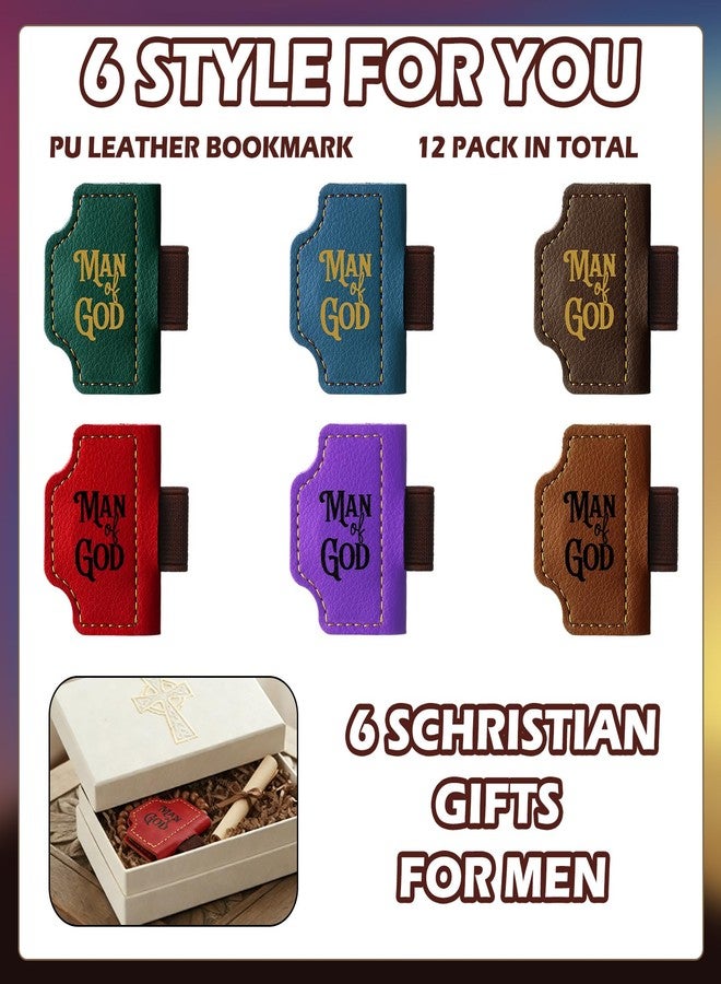 Resholder 12 Pcs Man of God Christian Gifts Bulk for Men Church Bible Verse Leather Bookmarks Book Reading Accessory Book Lovers Gifts - Image 2