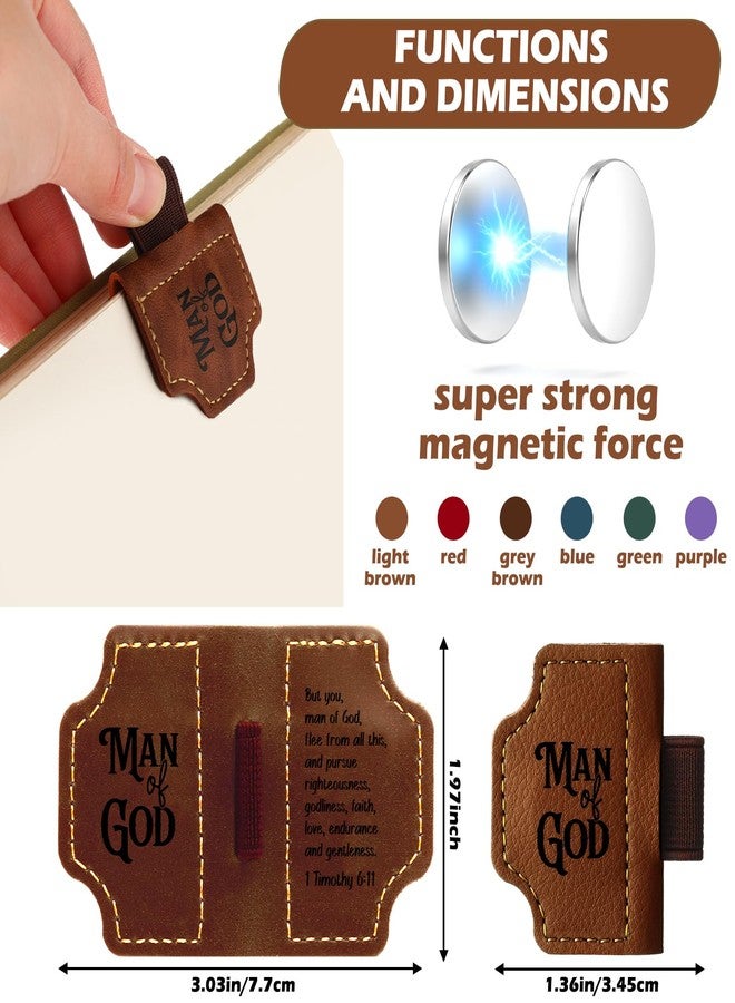 Resholder 12 Pcs Man of God Christian Gifts Bulk for Men Church Bible Verse Leather Bookmarks Book Reading Accessory Book Lovers Gifts - Image 4
