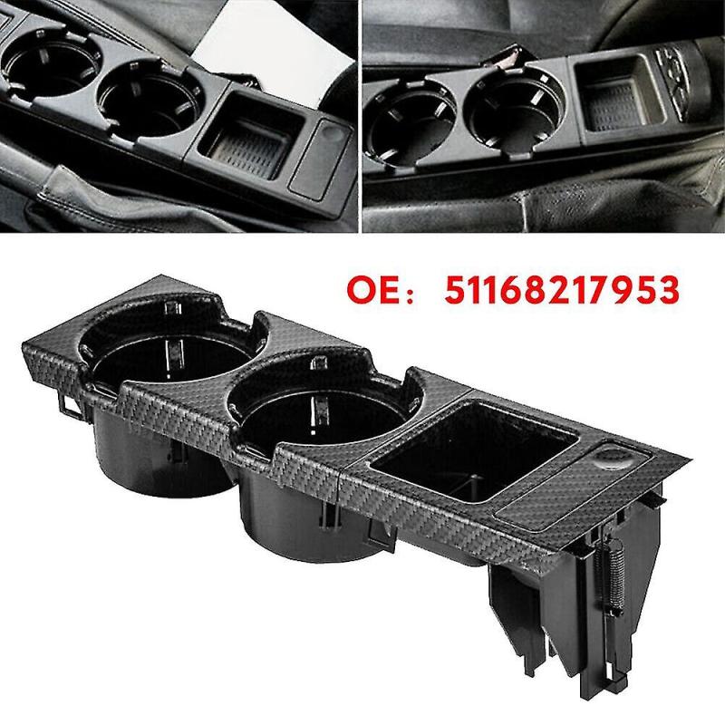 BMW E46 Center Console Box: Durable Plastic With Carbon Fiber Pattern - Car Storage Organizer With Coin Holder And Cup Holder For BMW 3 Series 1999-2006 Interior Upgrade - Image 4