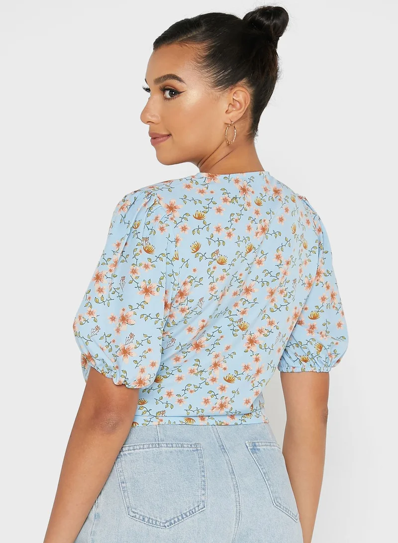 Ginger Ditsy Print Crop Top