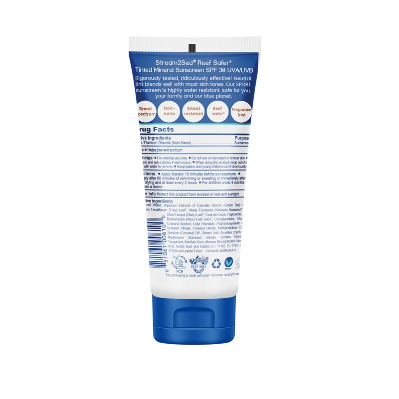 STREAM 2 SEA Tinted Sunscreen with SPF 30 All Natural, Biodegradable and Reef Safe, 3 Fl oz Non Greasy and Moisturizing Mineral Sunscreen For Face and Body Protection Against UVA and UVB - Image 2