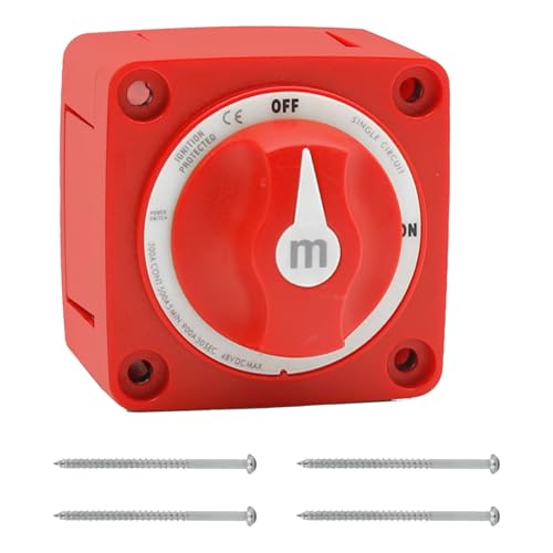 EATAKWARD 300A Battery Disconnect Switch, 12V-48V Boat Battery ON/Off Disconnect Switch, Heavy Duty Power Kill Switch Cutoff Switch for RV Marine Car Truck (Red) - Image 1