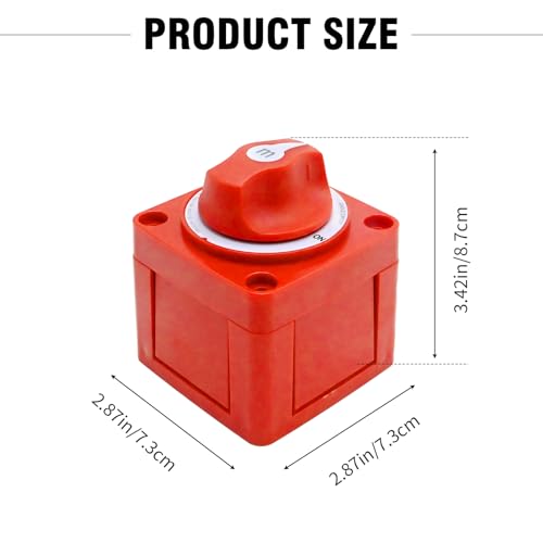 EATAKWARD 300A Battery Disconnect Switch, 12V-48V Boat Battery ON/Off Disconnect Switch, Heavy Duty Power Kill Switch Cutoff Switch for RV Marine Car Truck (Red) - Image 5