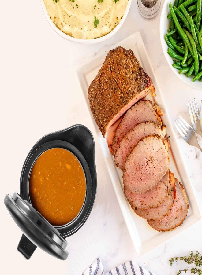 Kaiihome Large Stainless Steel Gravy Boat - 25 Ounce Double Wall Insulated Sauce Jug with Plastic Hinged Lid - Image 4