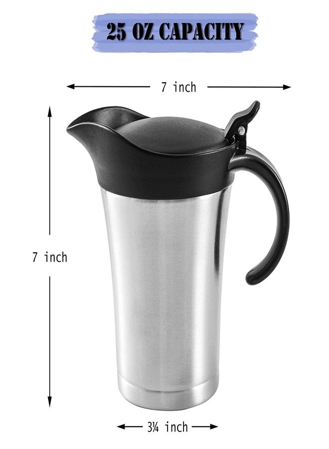 Kaiihome Large Stainless Steel Gravy Boat - 25 Ounce Double Wall Insulated Sauce Jug with Plastic Hinged Lid - Image 3