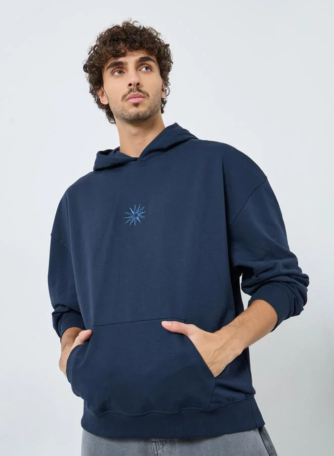 Styli Styli Oversized Terry Hoodie with Embroidery Detail