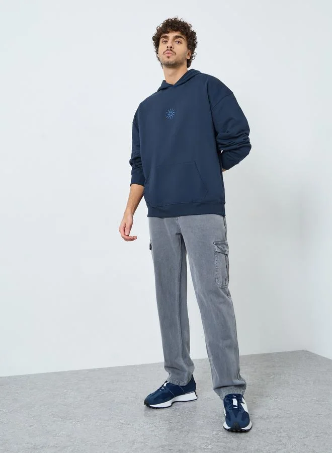 Styli Styli Oversized Terry Hoodie with Embroidery Detail