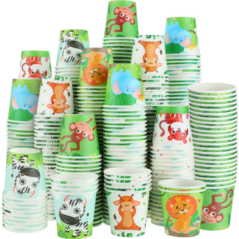 Skyley 600 Pack 3 oz Small Paper Cups Disposable Bathroom Cups Kids Mouthwash Mini Cold Beverage Drinking mugs for Party Home and Office Water CoolersAnimals Style