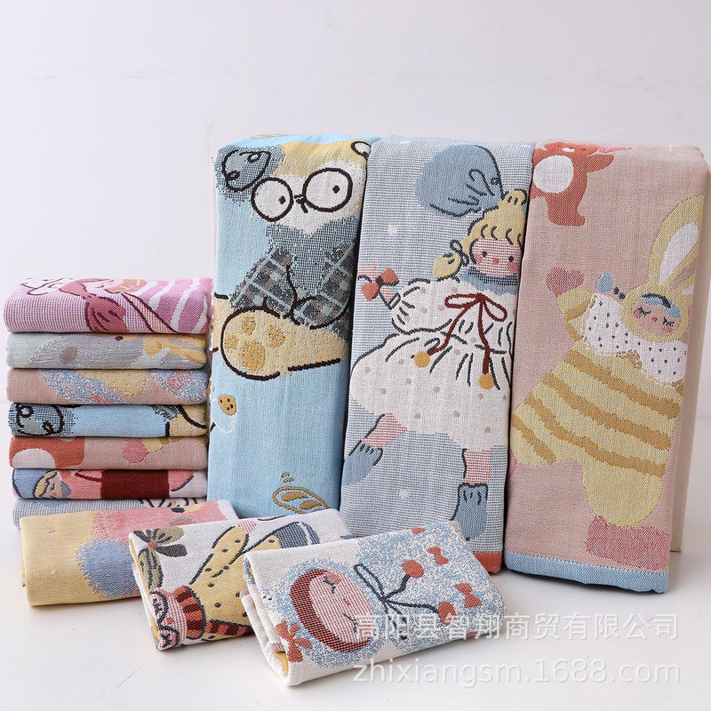 منشفة أطفال زهيان بأربعة طبقات من قماش الجازة برسوم كرتونية، منشفة ممتعة للأطفال، منشفة وجه صغيرة، منشفة عرق، هدية يدوية - Image 4