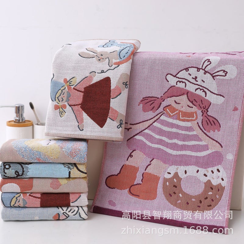 منشفة أطفال زهيان بأربعة طبقات من قماش الجازة برسوم كرتونية، منشفة ممتعة للأطفال، منشفة وجه صغيرة، منشفة عرق، هدية يدوية - Image 5