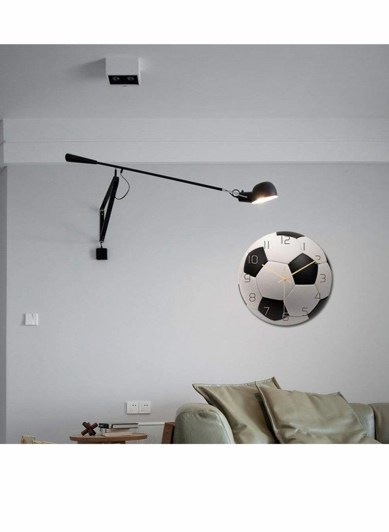 Stylish 12 Inch Silent Football Wall Clock - Non-Ticking Decorative Timepiece for Living Room & Bedroom, Ideal Gift for Soccer Fans, Unique Home Decor Art - Image 2