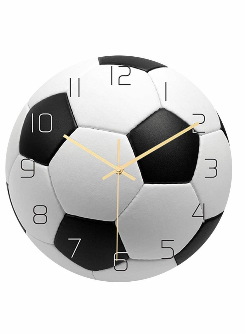 Stylish 12 Inch Silent Football Wall Clock - Non-Ticking Decorative Timepiece for Living Room & Bedroom, Ideal Gift for Soccer Fans, Unique Home Decor Art - Image 1