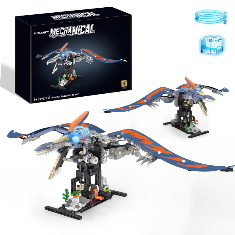 Suplanet Mechanical Pterosaur Dinosaur Building Set with Lights Rotatable Components Display Stand STEM Building Set for Boys 814 Home Office Decor for Adults Mechanical Enthusiasts586PCS - Image 3