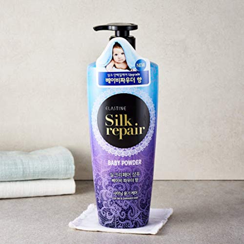 Elastine Silk Repair Shampoo Baby Powder Scent x 2 Pack (550ml 18.6 Fl.oz/each) - Image 2