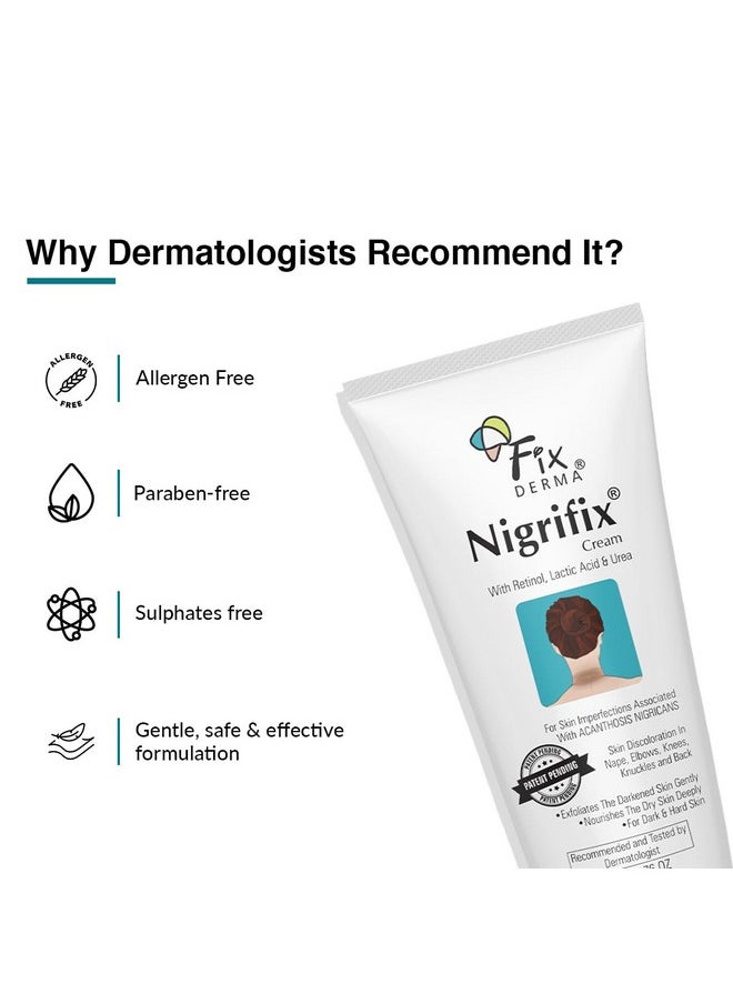 FIXDERMA Fixderma Nigrifix Cream for Acanthosis Nigricans with Lactic Acid | Dermatologist Tested Retinol Cream | For Dark Body Parts like Neck, Ankles, Knuckles, Armpits, Thighs & Elbows | Exfoliant - 50g  - Image 5